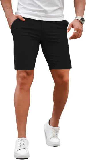 GINGTTO Mens Slim Fit Shorts 9" Inseam Stretch Chino Shorts