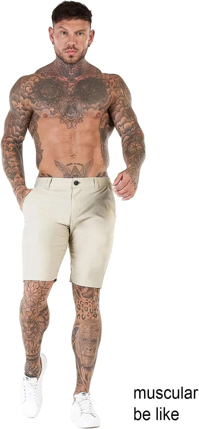 GINGTTO Mens Slim Fit Shorts 9" Inseam Stretch Chino Shorts