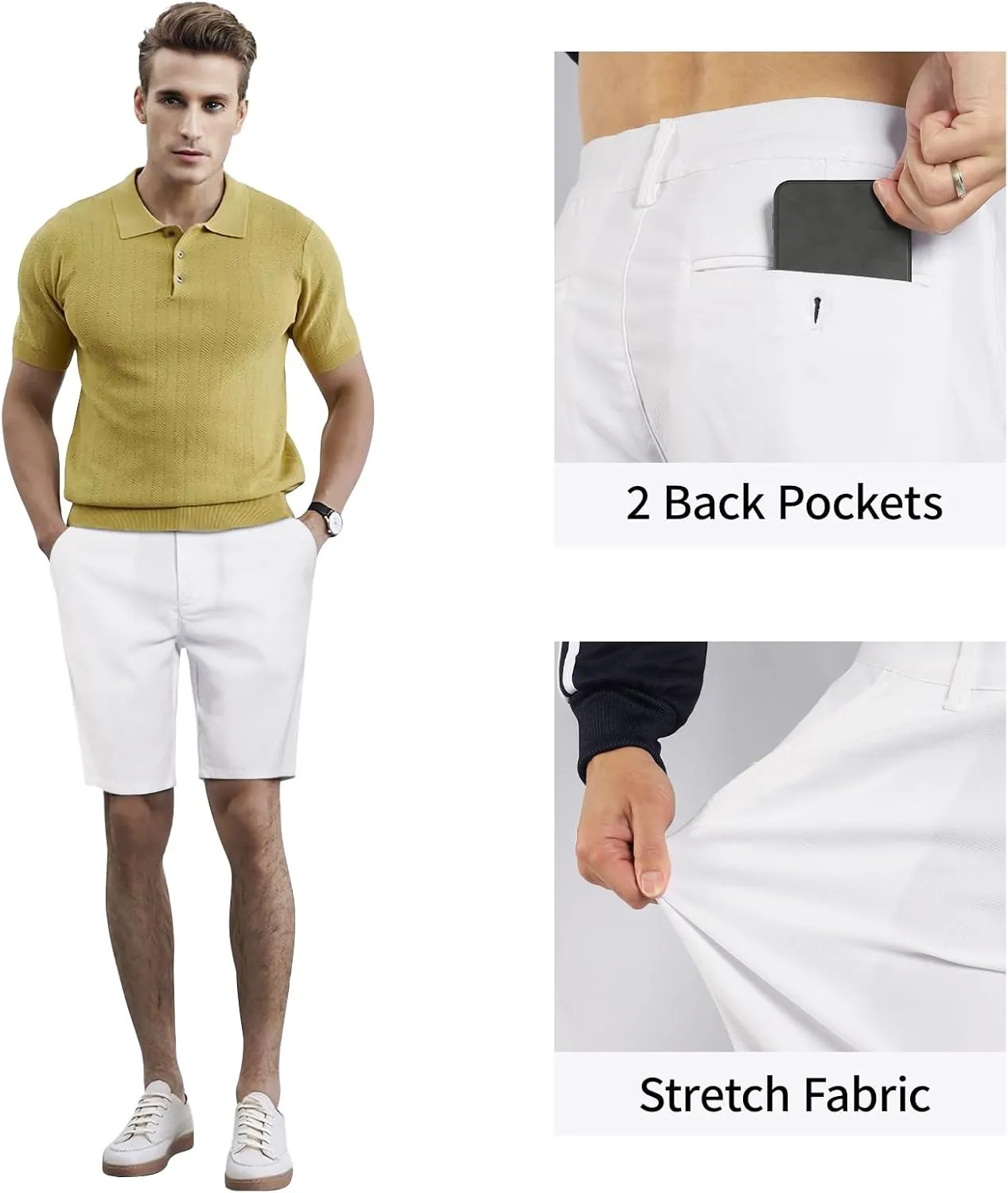 GINGTTO Mens Slim Fit Shorts 9" Inseam Stretch Chino Shorts