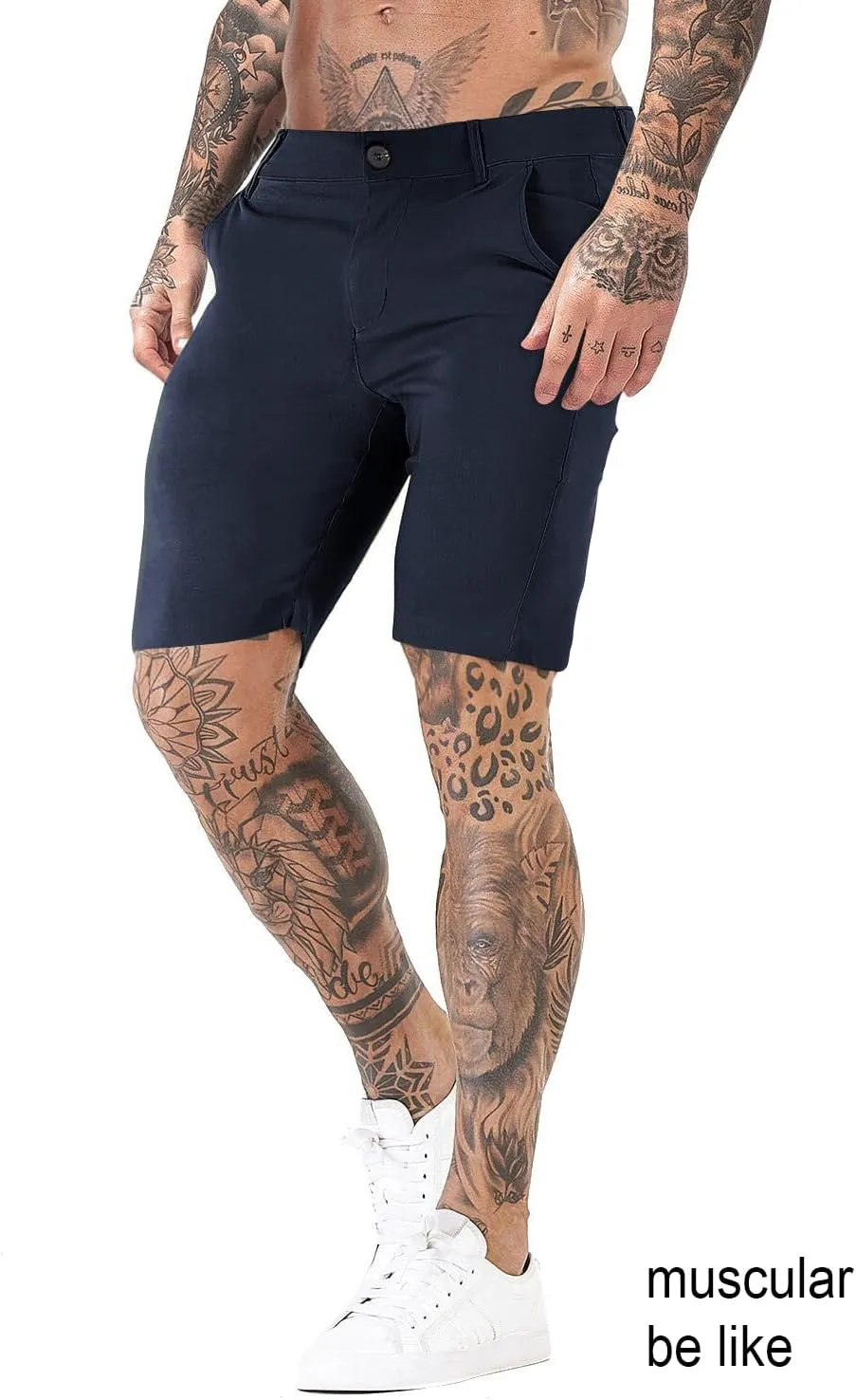 GINGTTO Mens Slim Fit Shorts 9" Inseam Stretch Chino Shorts