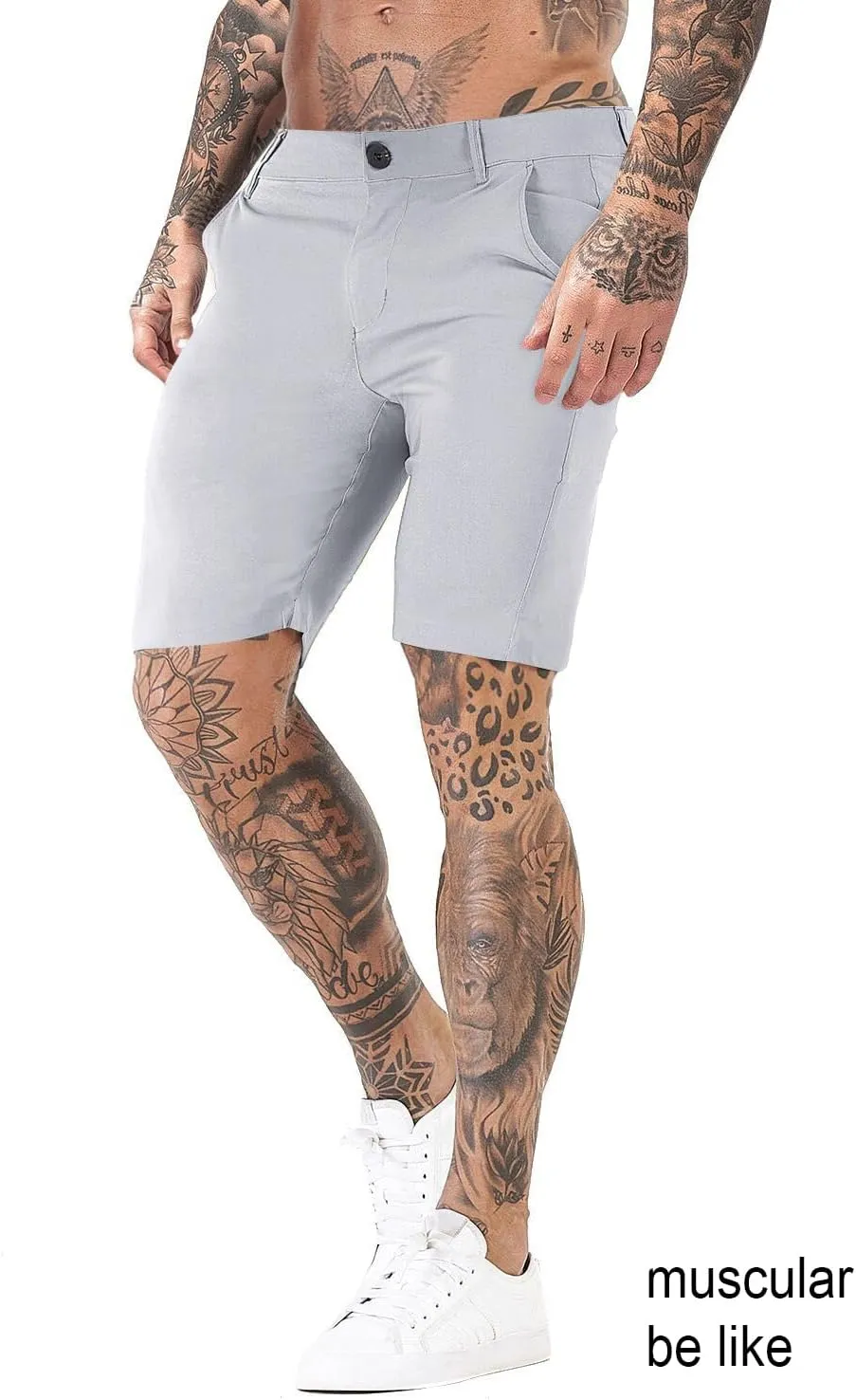 GINGTTO Mens Slim Fit Shorts 9" Inseam Stretch Chino Shorts