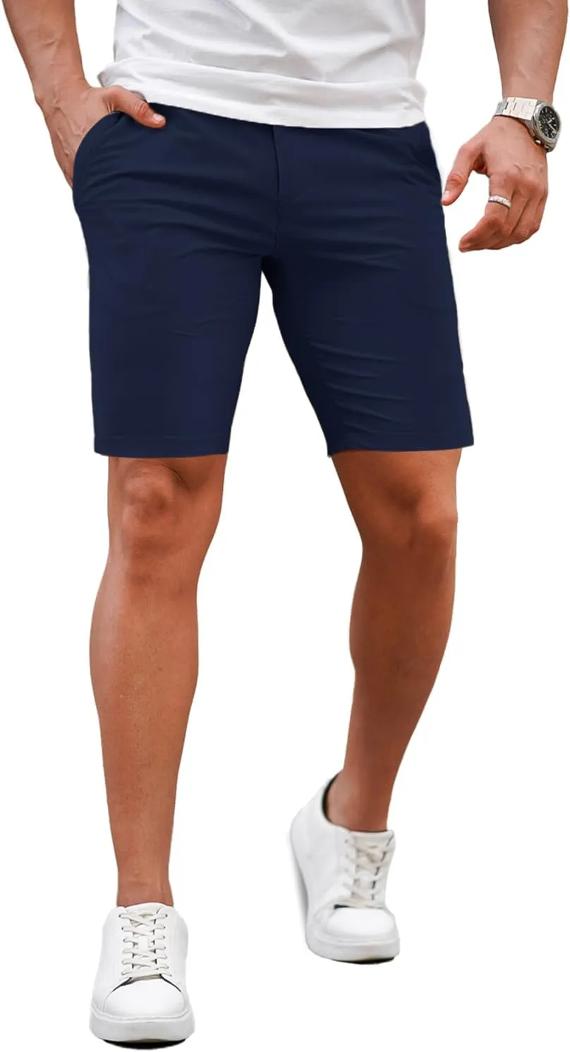 GINGTTO Mens Slim Fit Shorts 9" Inseam Stretch Chino Shorts