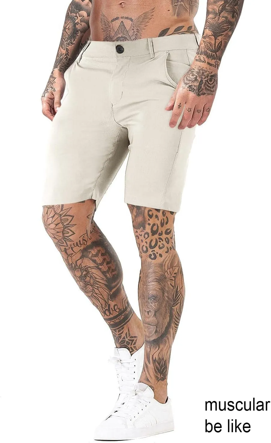 GINGTTO Mens Slim Fit Shorts 9" Inseam Stretch Chino Shorts