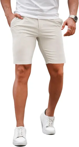 GINGTTO Mens Slim Fit Shorts 9" Inseam Stretch Chino Shorts