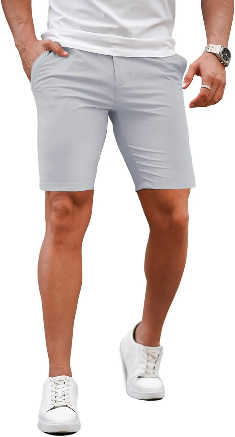 GINGTTO Mens Slim Fit Shorts 9" Inseam Stretch Chino Shorts