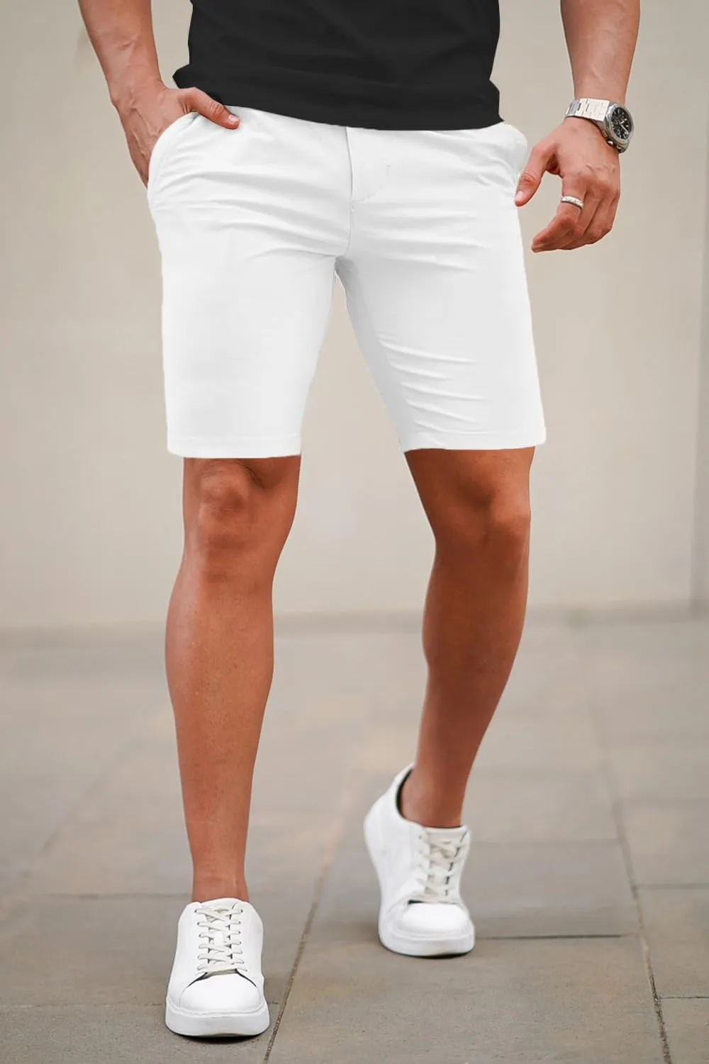 GINGTTO Mens Slim Fit Shorts 9" Inseam Stretch Chino Shorts