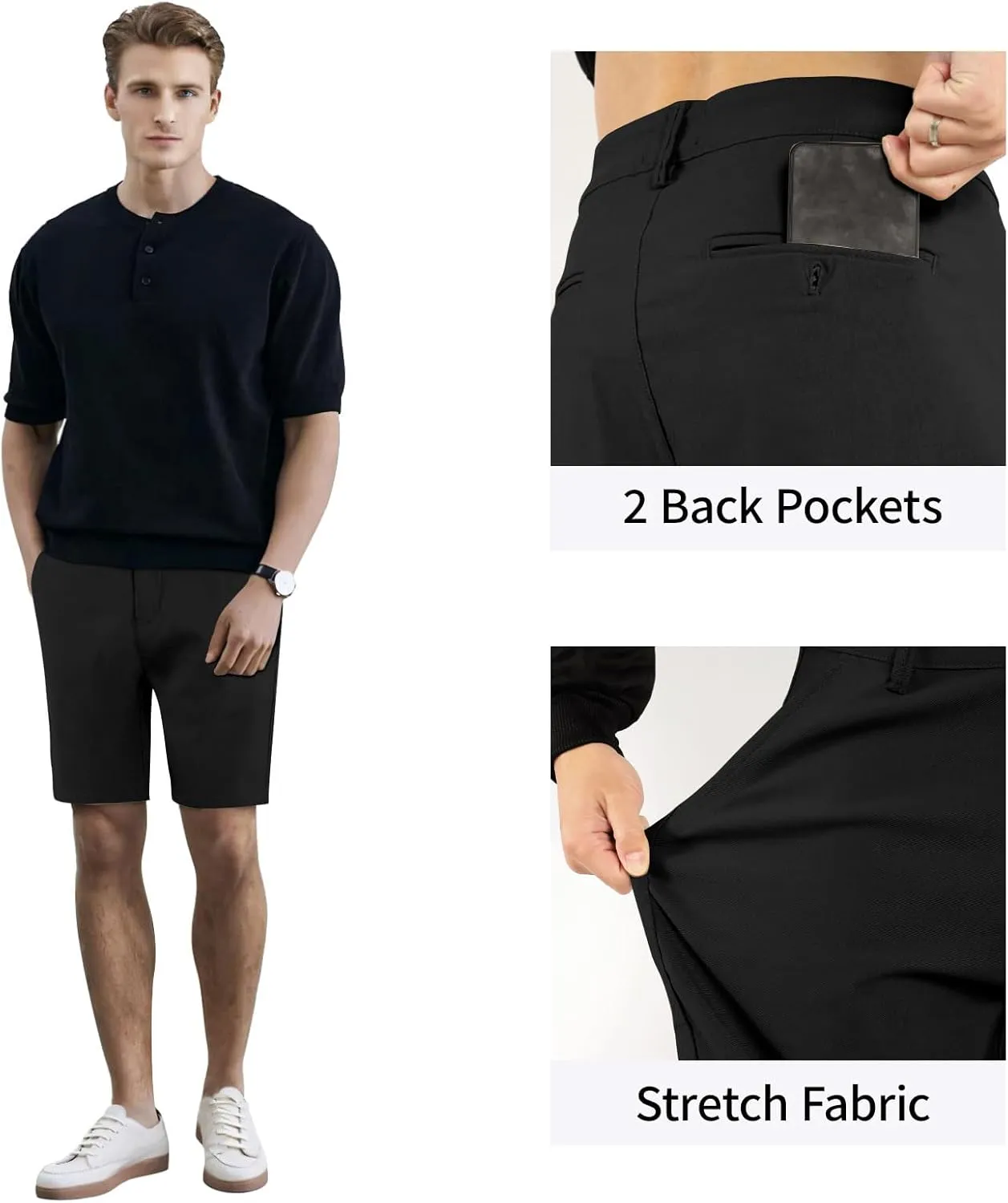 GINGTTO Mens Slim Fit Shorts 9" Inseam Stretch Chino Shorts