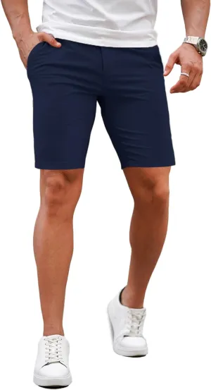 GINGTTO Mens Slim Fit Shorts 9" Inseam Stretch Chino Shorts