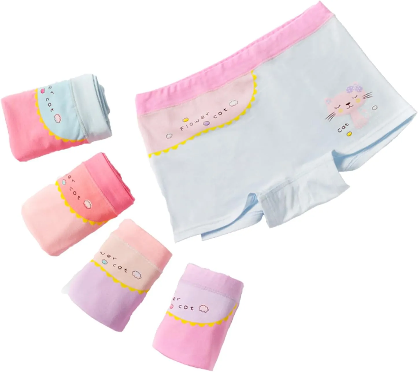 Girls Cotton Underwear Soft Boy Shorts Kids Boxer Briefs Panties(Pack of 5)