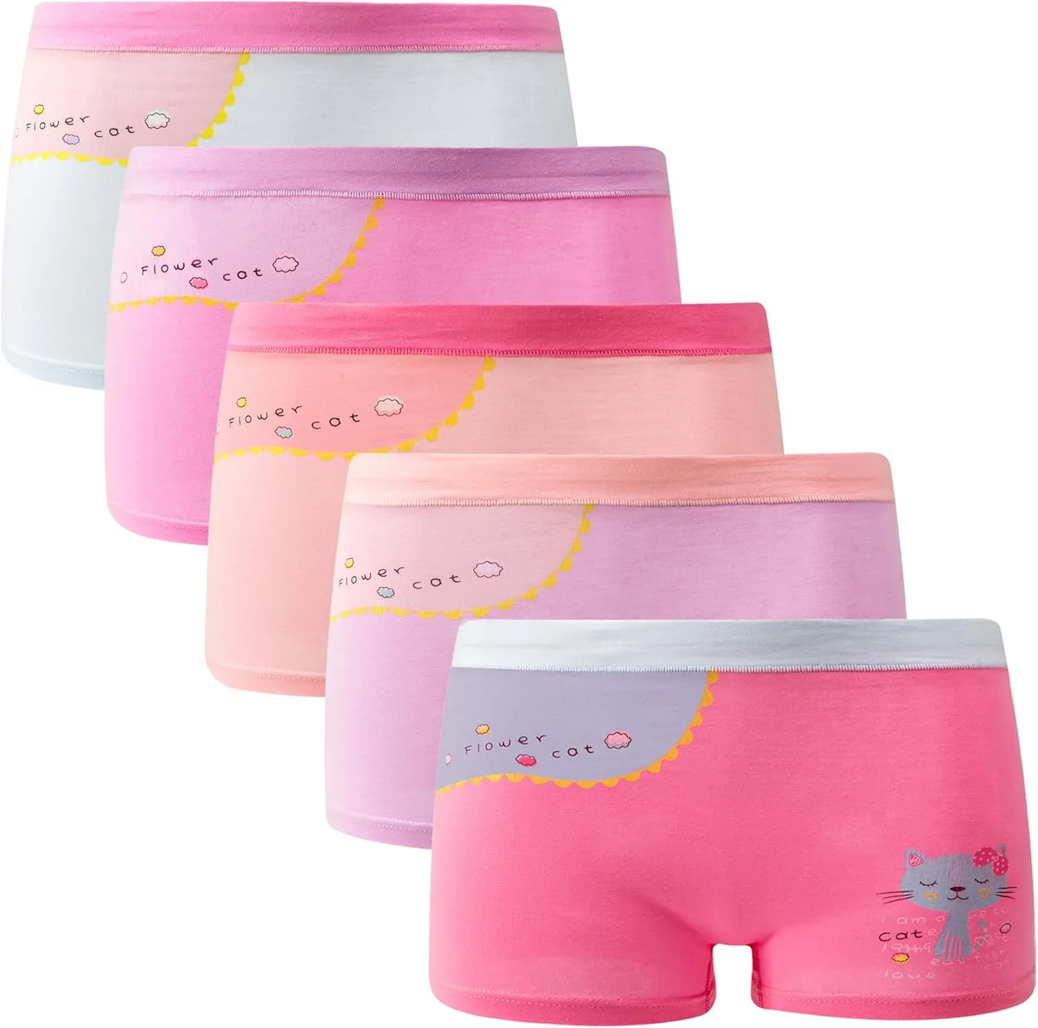 Girls Cotton Underwear Soft Boy Shorts Kids Boxer Briefs Panties(Pack of 5)