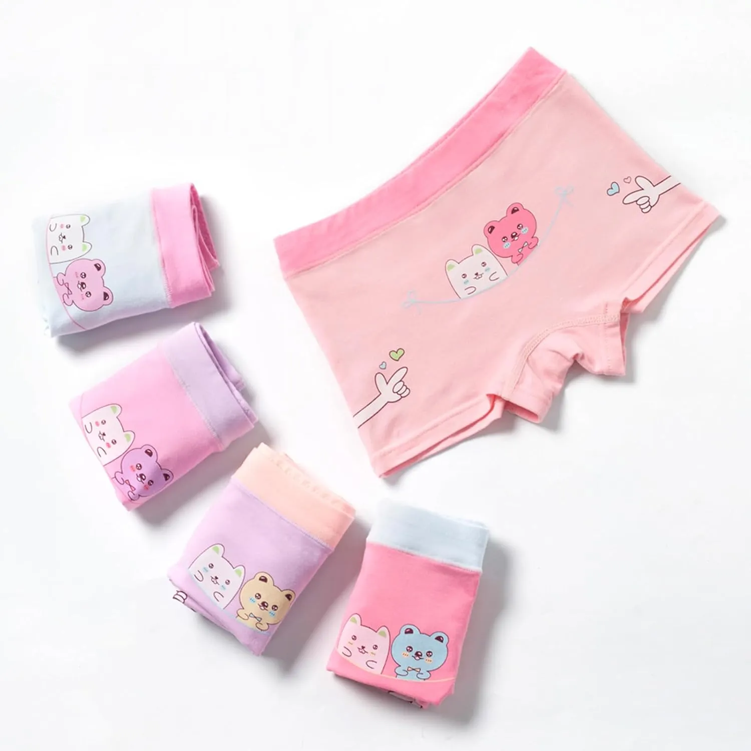 Girls Cotton Underwear Soft Boy Shorts Kids Boxer Briefs Panties(Pack of 5)