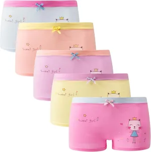 Girls Cotton Underwear Soft Boy Shorts Kids Boxer Briefs Panties(Pack of 5)