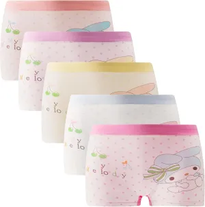Girls Cotton Underwear Soft Boy Shorts Kids Boxer Briefs Panties(Pack of 5)