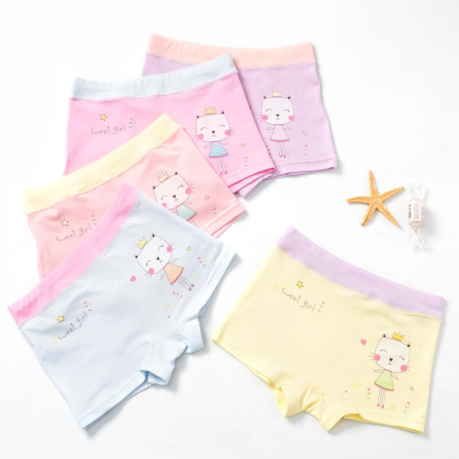 Girls Cotton Underwear Soft Boy Shorts Kids Boxer Briefs Panties(Pack of 5)
