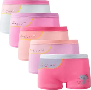 Girls Cotton Underwear Soft Boy Shorts Kids Boxer Briefs Panties(Pack of 5)