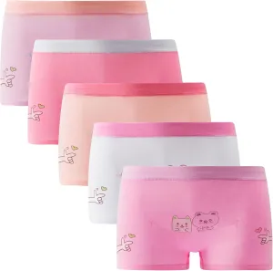 Girls Cotton Underwear Soft Boy Shorts Kids Boxer Briefs Panties(Pack of 5)