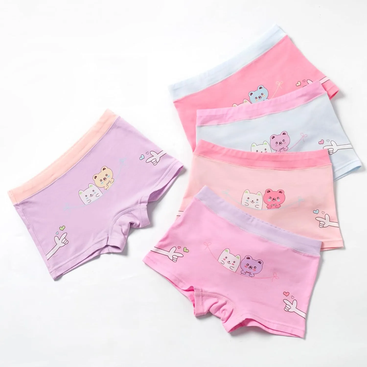 Girls Cotton Underwear Soft Boy Shorts Kids Boxer Briefs Panties(Pack of 5)