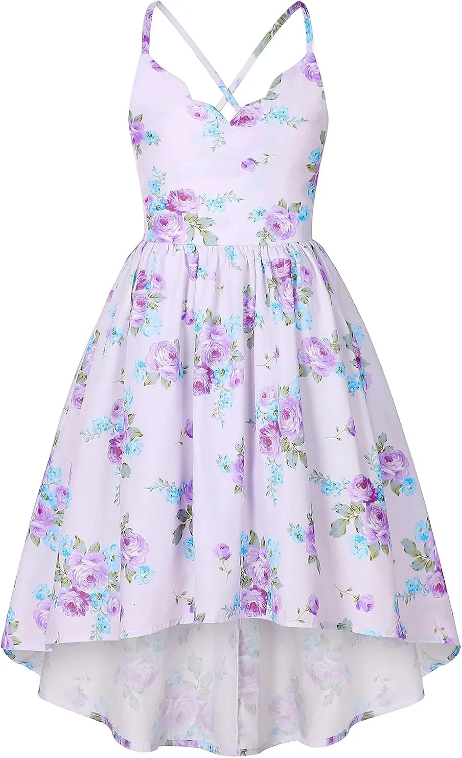 Girls Dress Casual Clothes Above Knee Floral Printed Dresses Backless Summer Dresses …