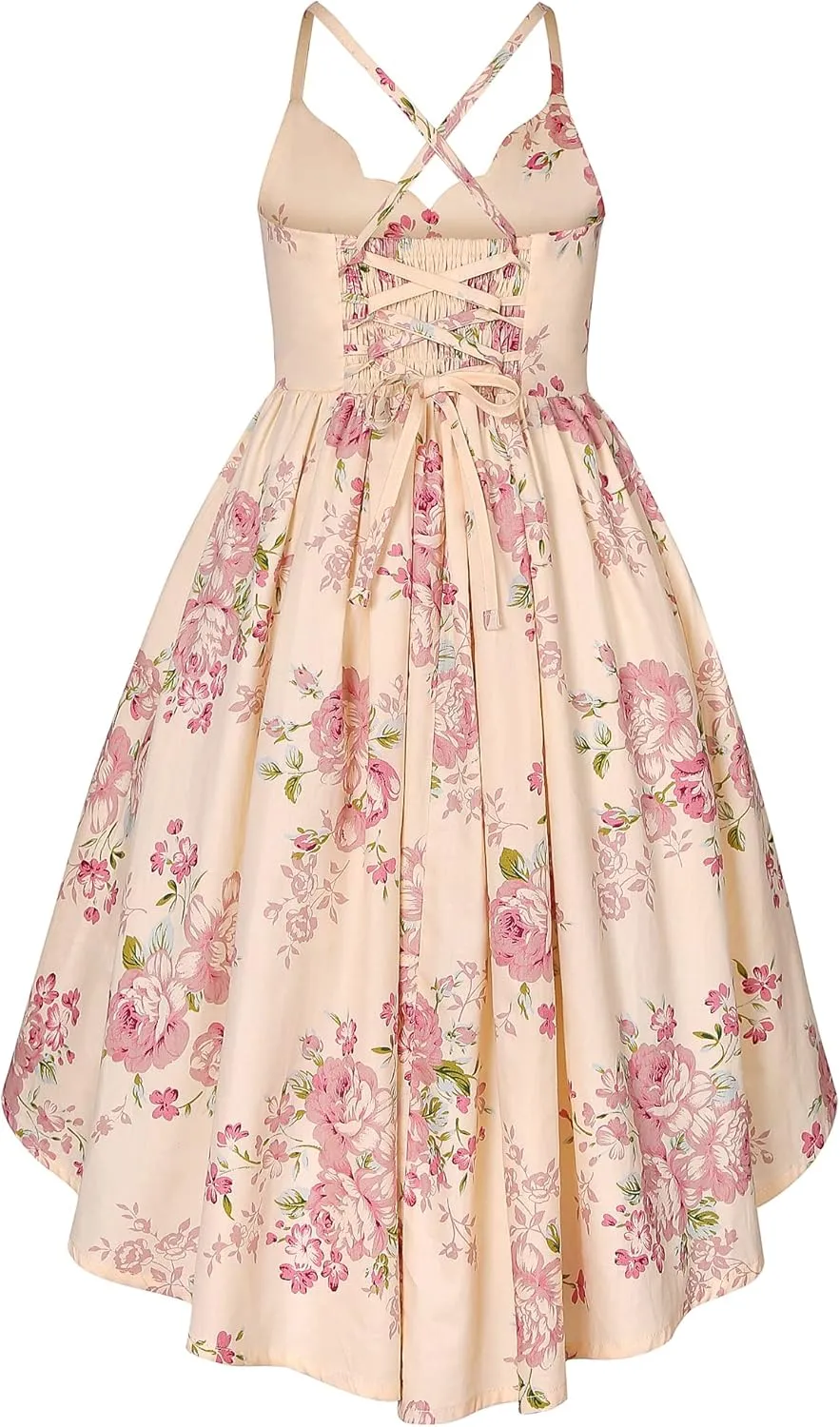 Girls Dress Casual Clothes Above Knee Floral Printed Dresses Backless Summer Dresses …