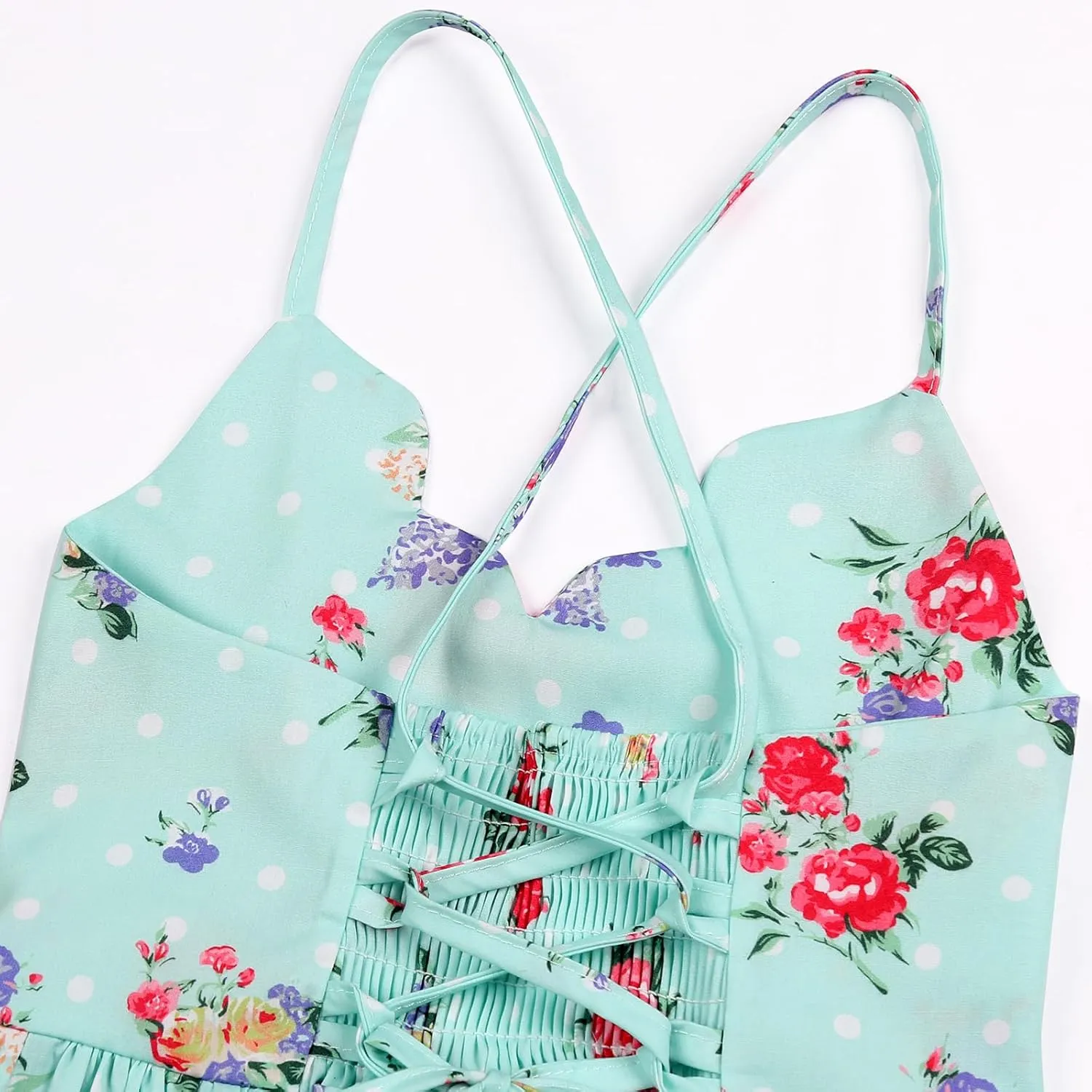 Girls Dress Casual Clothes Above Knee Floral Printed Dresses Backless Summer Dresses …