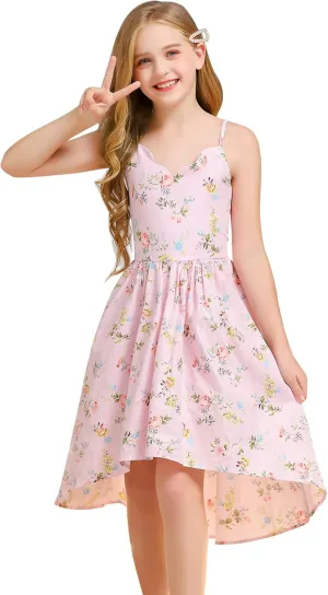 Girls Dress Casual Clothes Above Knee Floral Printed Dresses Backless Summer Dresses …