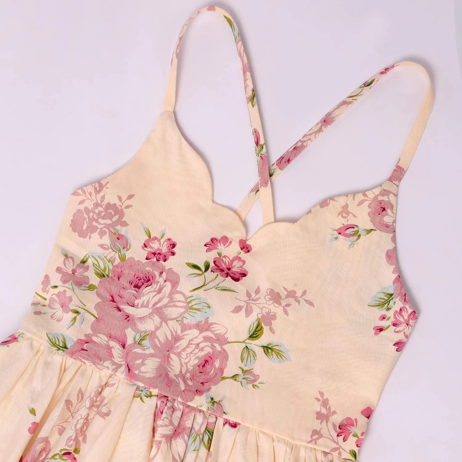 Girls Dress Casual Clothes Above Knee Floral Printed Dresses Backless Summer Dresses …