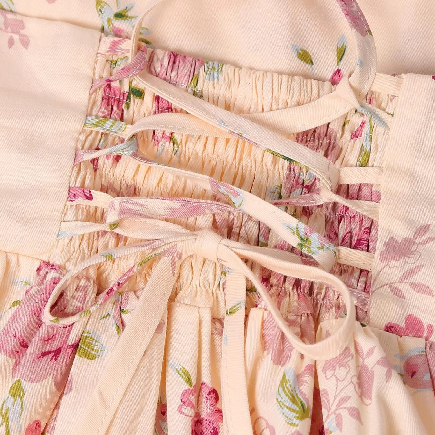 Girls Dress Casual Clothes Above Knee Floral Printed Dresses Backless Summer Dresses …
