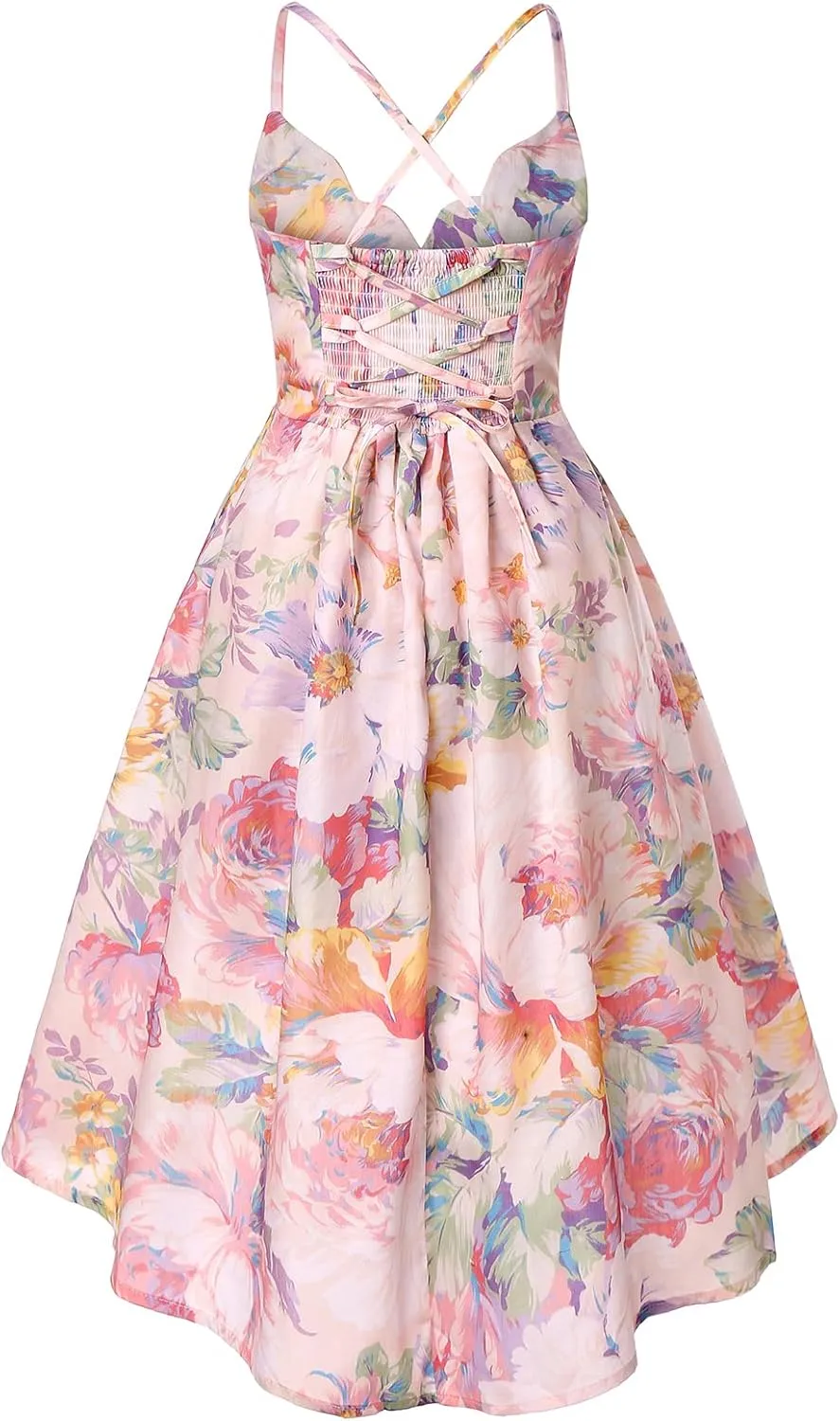Girls Dress Casual Clothes Above Knee Floral Printed Dresses Backless Summer Dresses …