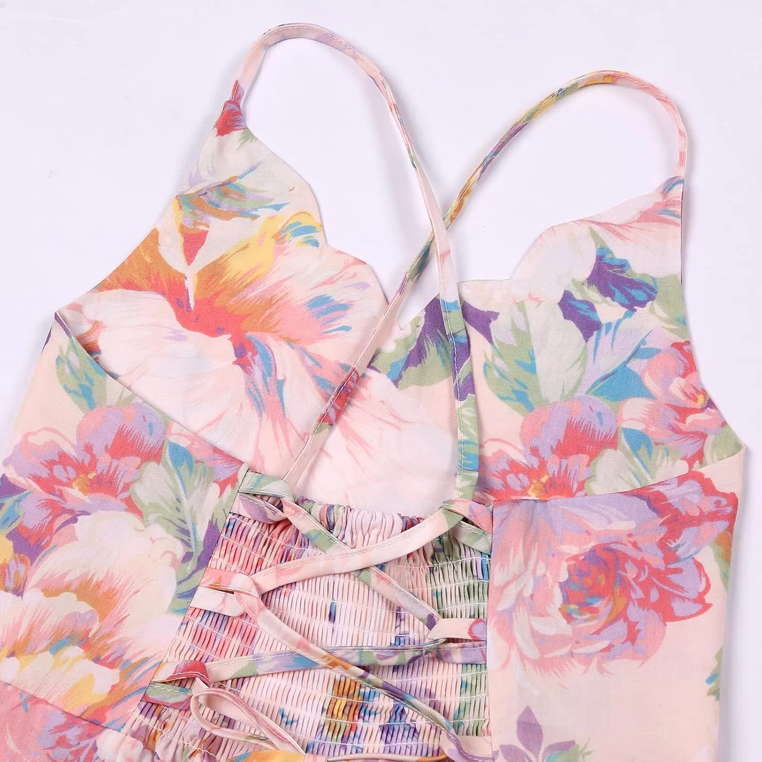 Girls Dress Casual Clothes Above Knee Floral Printed Dresses Backless Summer Dresses …