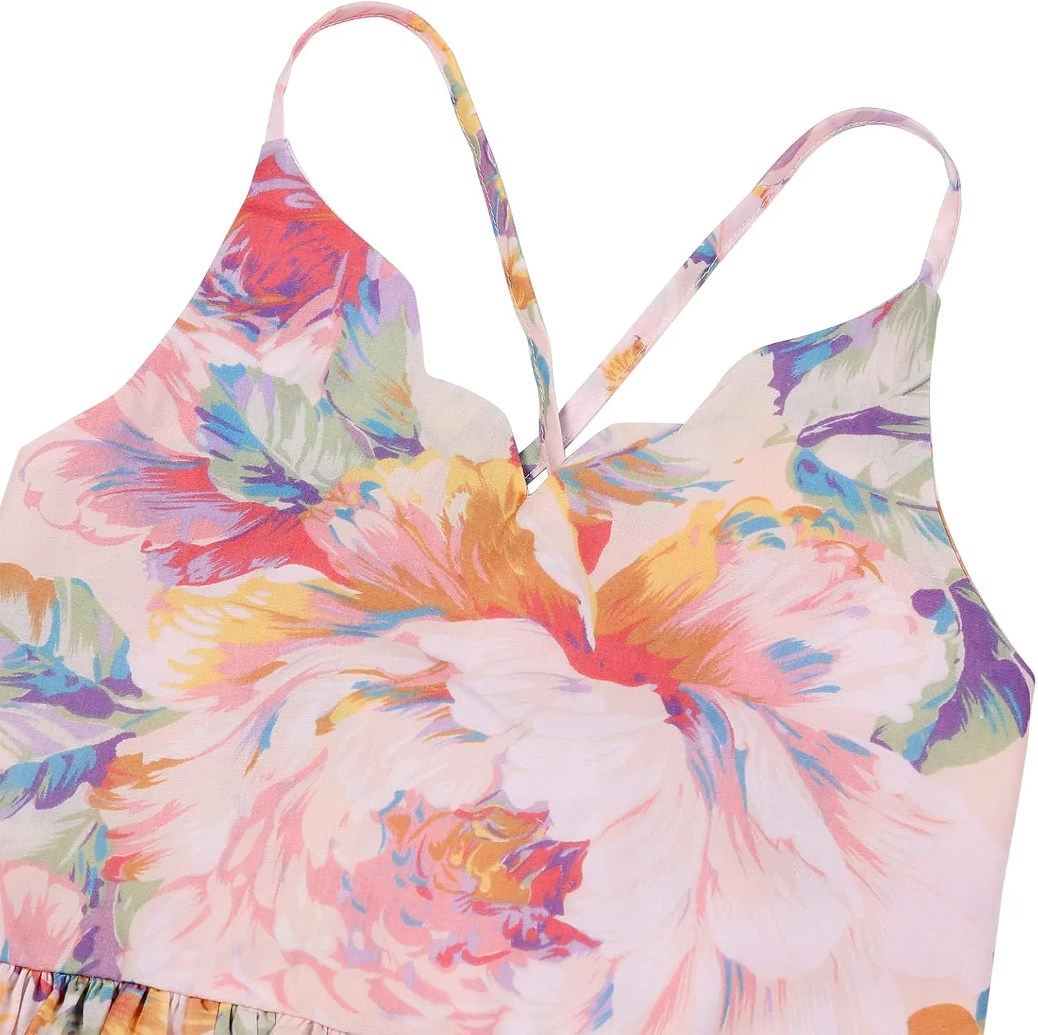Girls Dress Casual Clothes Above Knee Floral Printed Dresses Backless Summer Dresses …