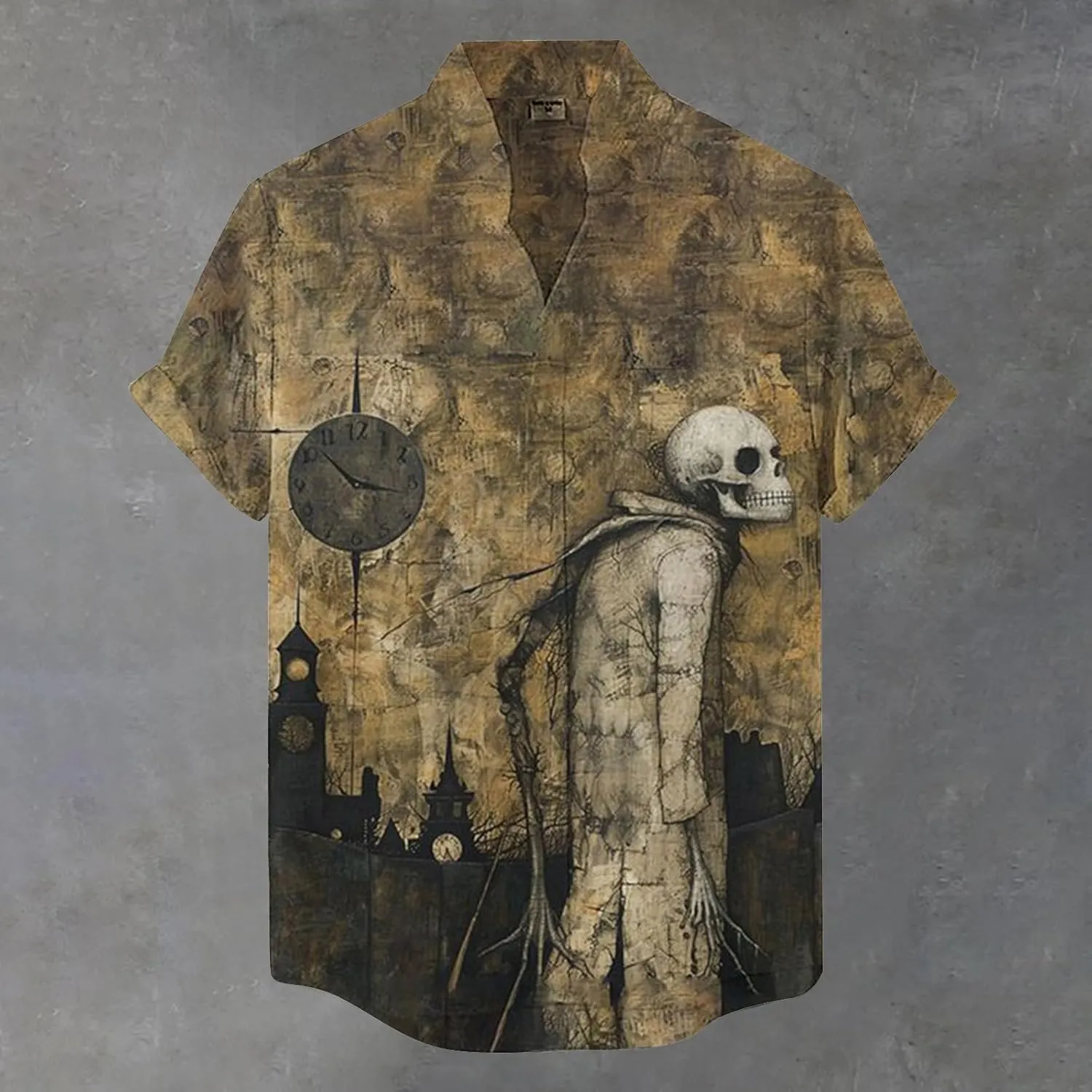 Halloween Shirt Men Fun Pumpkins Skull Men's Halloween Button Up Shirt Hawaiian Funky Holiday Festival Party Shirts