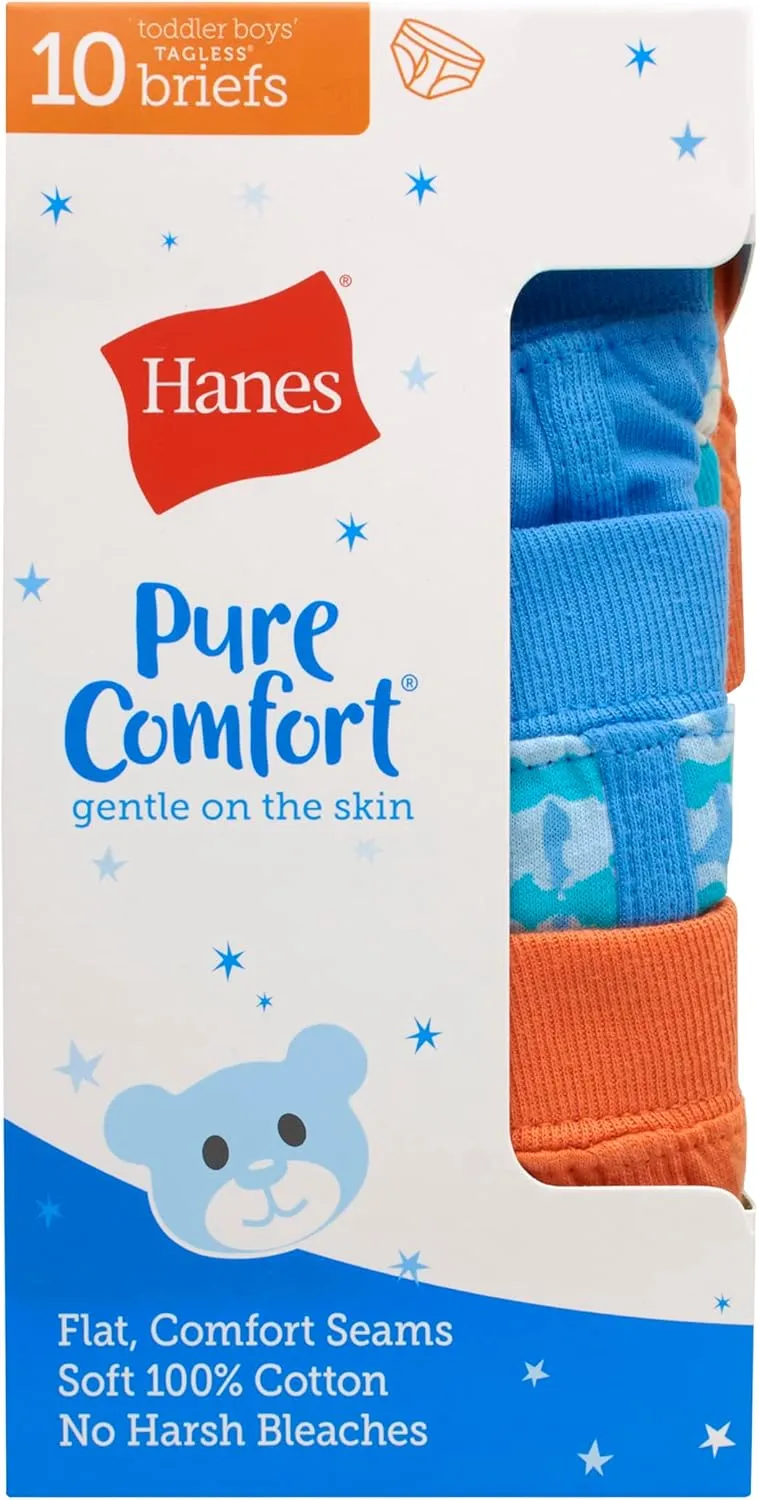 Hanes Boys' Pure Comfort Super Soft Tagless Smooth Underwear 10-Pack