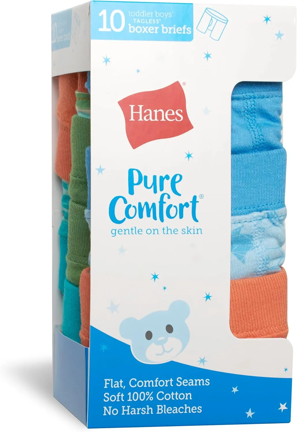 Hanes Boys' Pure Comfort Super Soft Tagless Smooth Underwear 10-Pack
