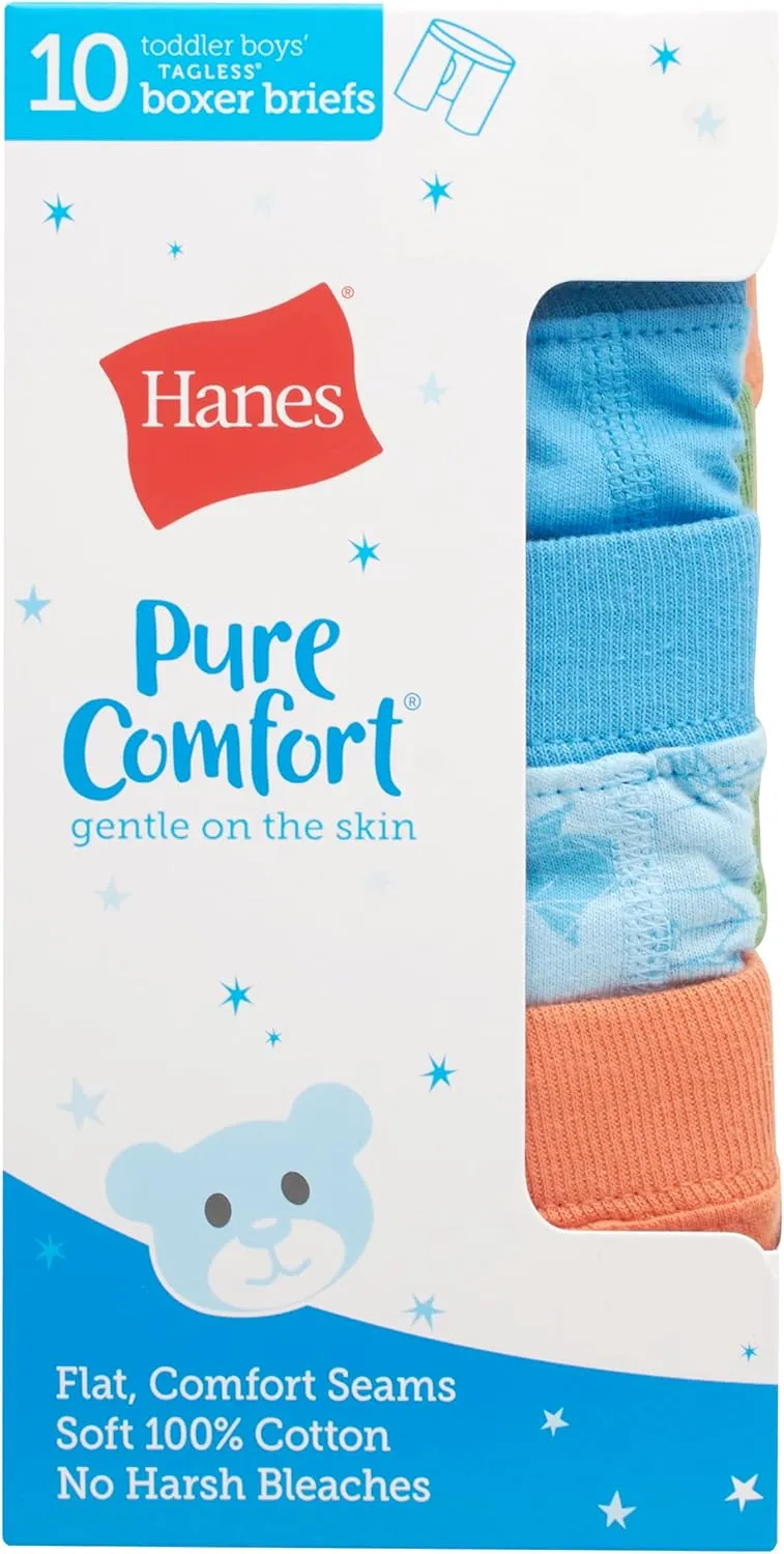 Hanes Boys' Pure Comfort Super Soft Tagless Smooth Underwear 10-Pack