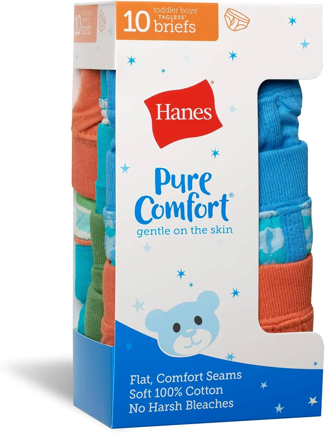 Hanes Boys' Pure Comfort Super Soft Tagless Smooth Underwear 10-Pack