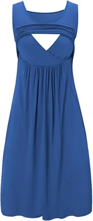 HGps8w Nursing Nightgown for Women's Comfy Maternity Breastfeeding Dresses Crewneck Sleeveless Tank Dress Pregnancy Clothes