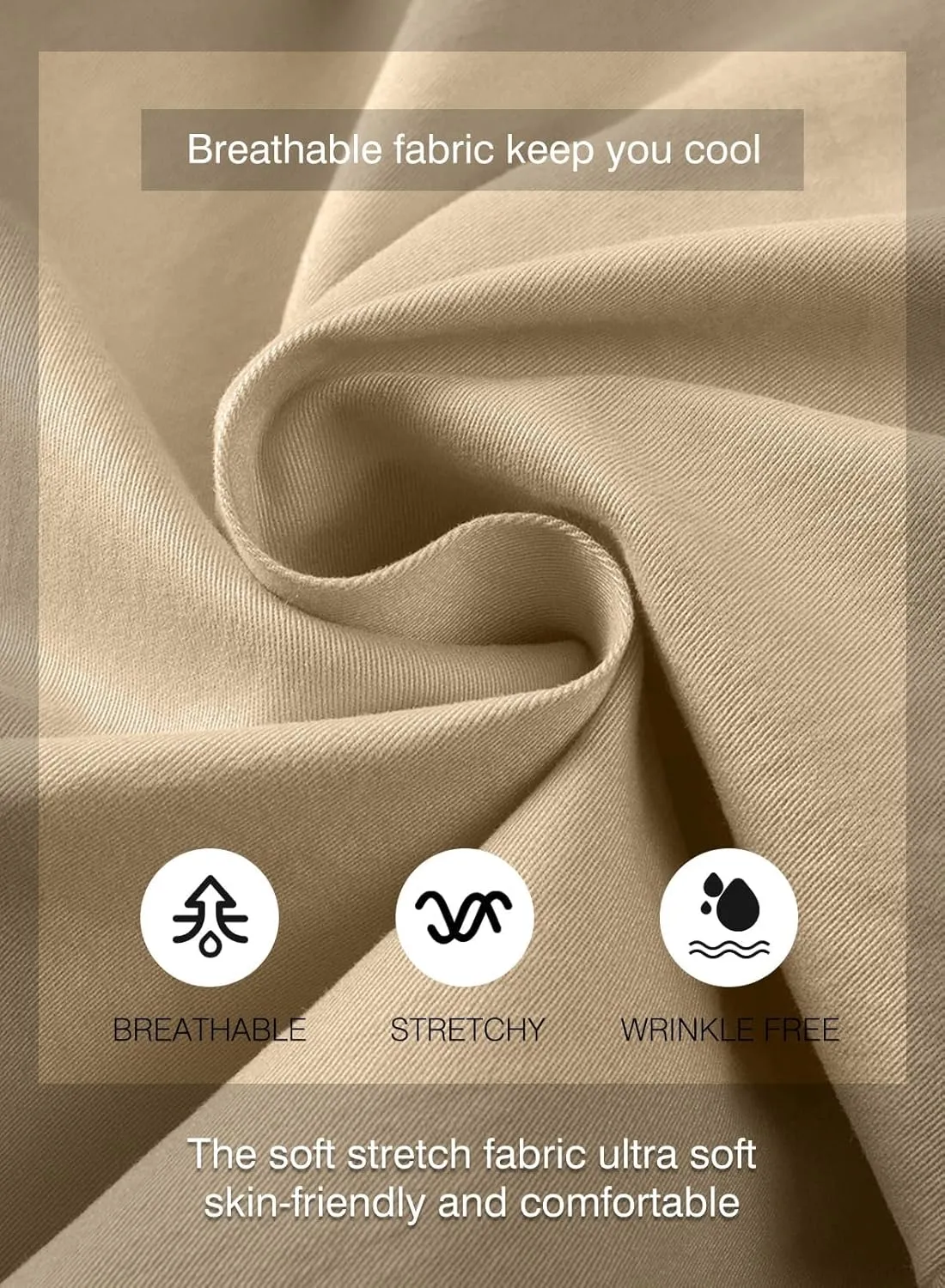 HHZ Men's Stretch Cotton Casual Dress Shorts Twill Stretch Summer Beach Chino Drawstring Work Shorts