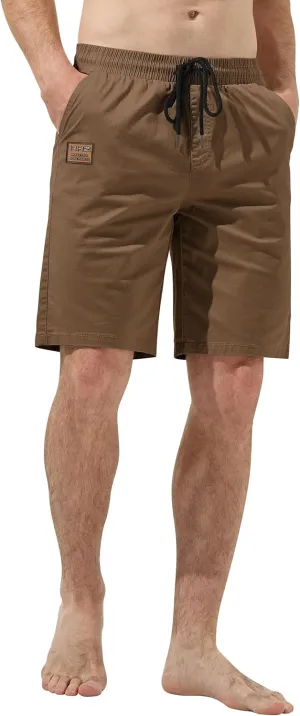 HHZ Men's Stretch Cotton Casual Dress Shorts Twill Stretch Summer Beach Chino Drawstring Work Shorts