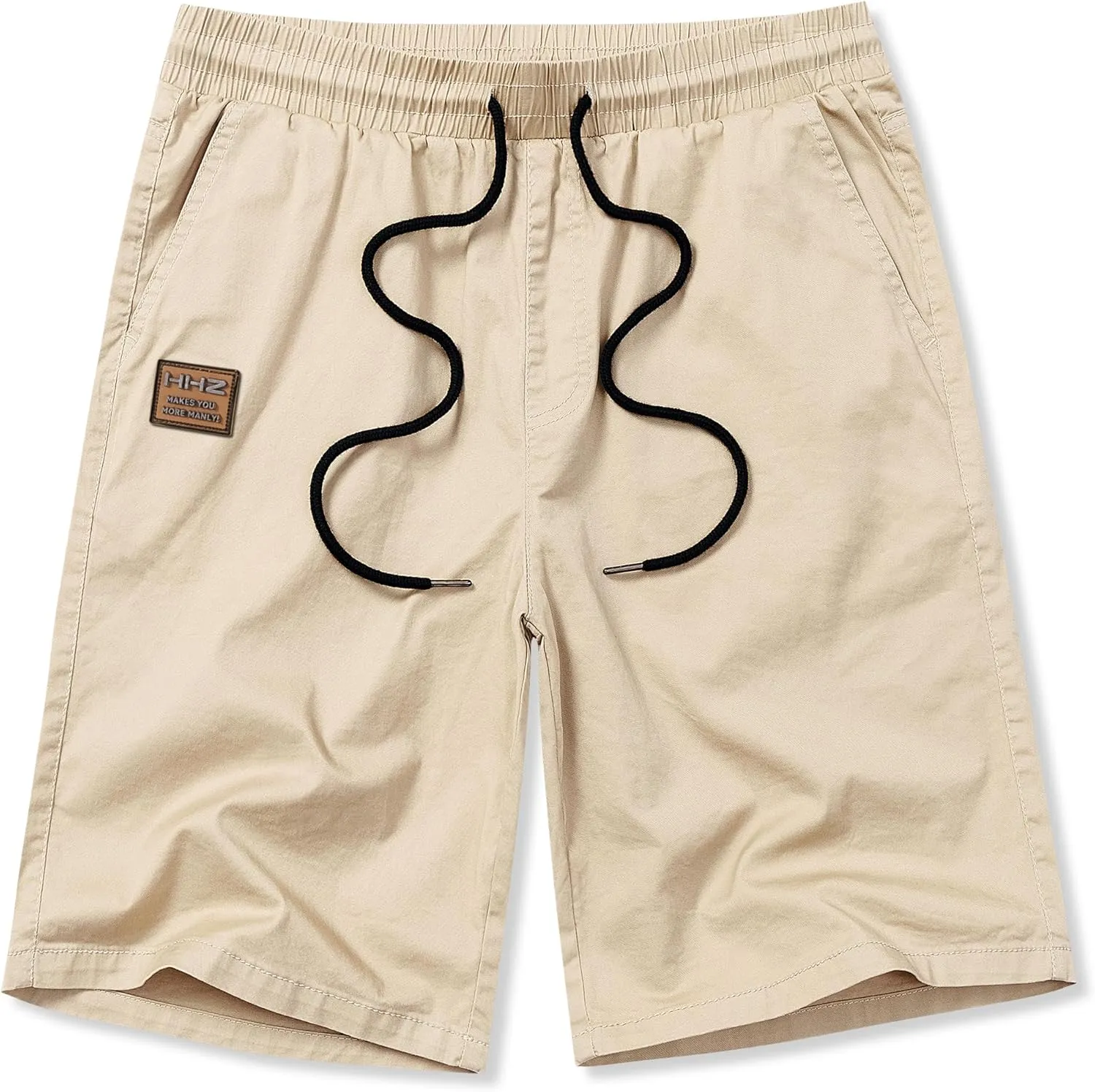 HHZ Men's Stretch Cotton Casual Dress Shorts Twill Stretch Summer Beach Chino Drawstring Work Shorts