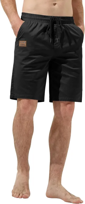 HHZ Men's Stretch Cotton Casual Dress Shorts Twill Stretch Summer Beach Chino Drawstring Work Shorts