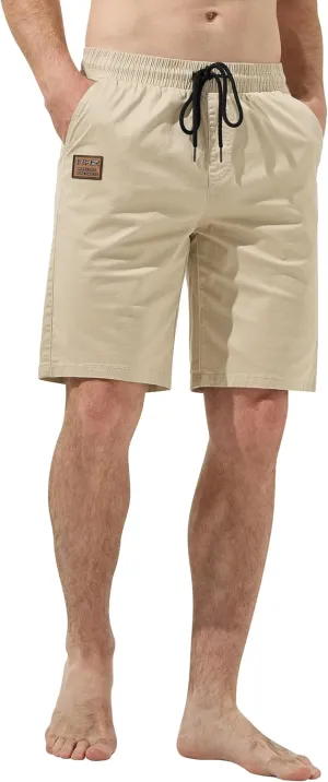 HHZ Men's Stretch Cotton Casual Dress Shorts Twill Stretch Summer Beach Chino Drawstring Work Shorts