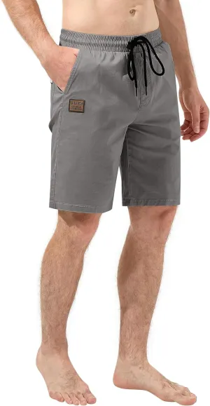 HHZ Men's Stretch Cotton Casual Dress Shorts Twill Stretch Summer Beach Chino Drawstring Work Shorts