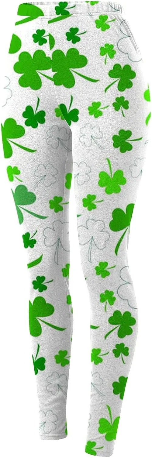 Irish's Butterfly Leggings for Women Green Pattern Leg Leggings Soft Leggings Women with Pockets