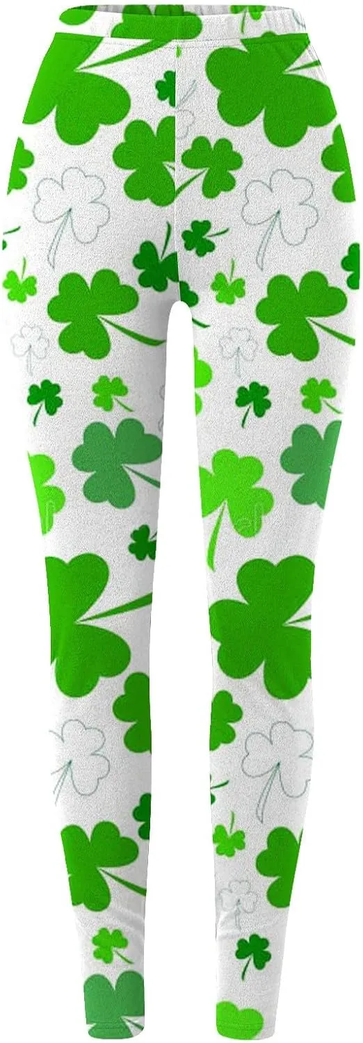Irish's Butterfly Leggings for Women Green Pattern Leg Leggings Soft Leggings Women with Pockets