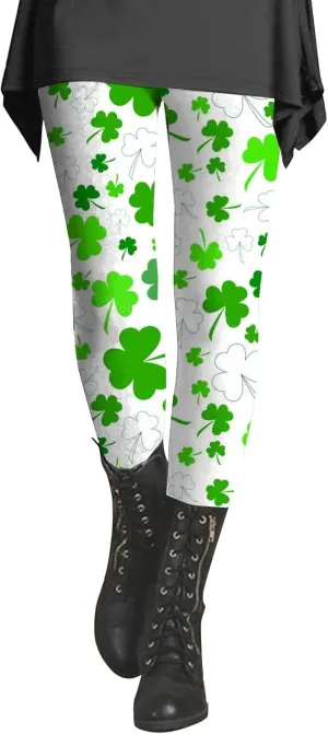Irish's Butterfly Leggings for Women Green Pattern Leg Leggings Soft Leggings Women with Pockets