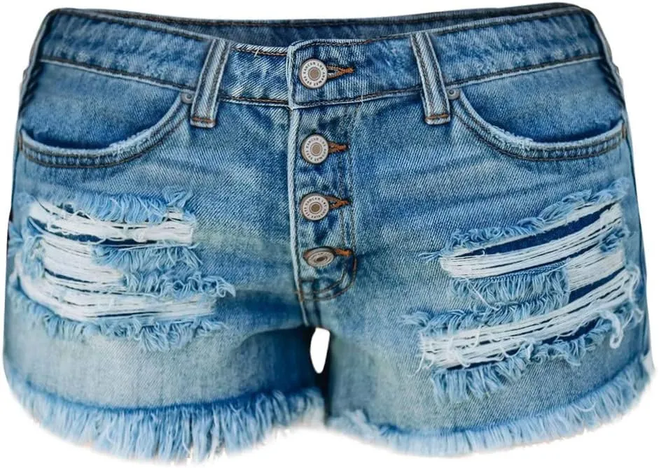 Jeans Shorts for Women High WAIS 2024 Summer Ripped High Waisted Denim Shorts Stretchy Cuffed Hem Jean Shorts