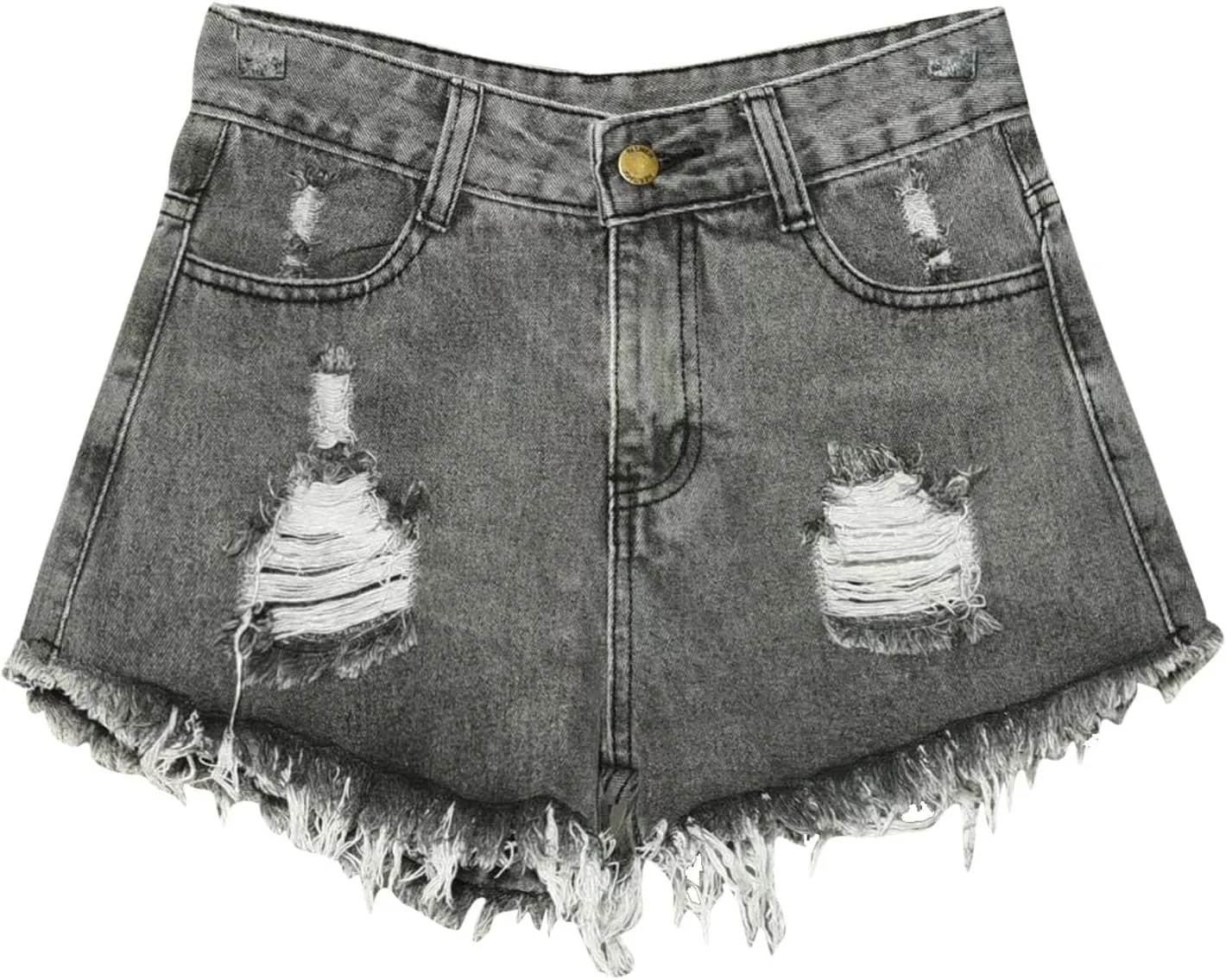 Jeans Shorts for Women High Waisted Stretchy Distressed Denim Shorts Ripped Frayed Raw Hem Summer Casual Trendy Shorts
