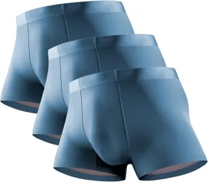 JEKE-DG Mens Ice Silk Boxer Briefs Stretch Breathable Underwear Trunks Seamless Underpants With Pouch Double