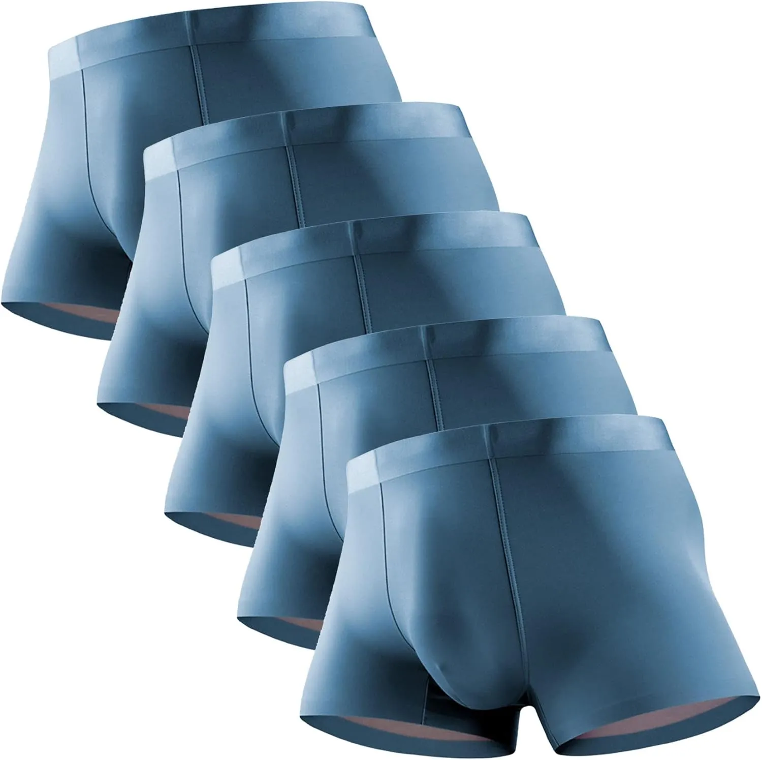 JEKE-DG Mens Ice Silk Boxer Briefs Stretch Breathable Underwear Trunks Seamless Underpants With Pouch Double