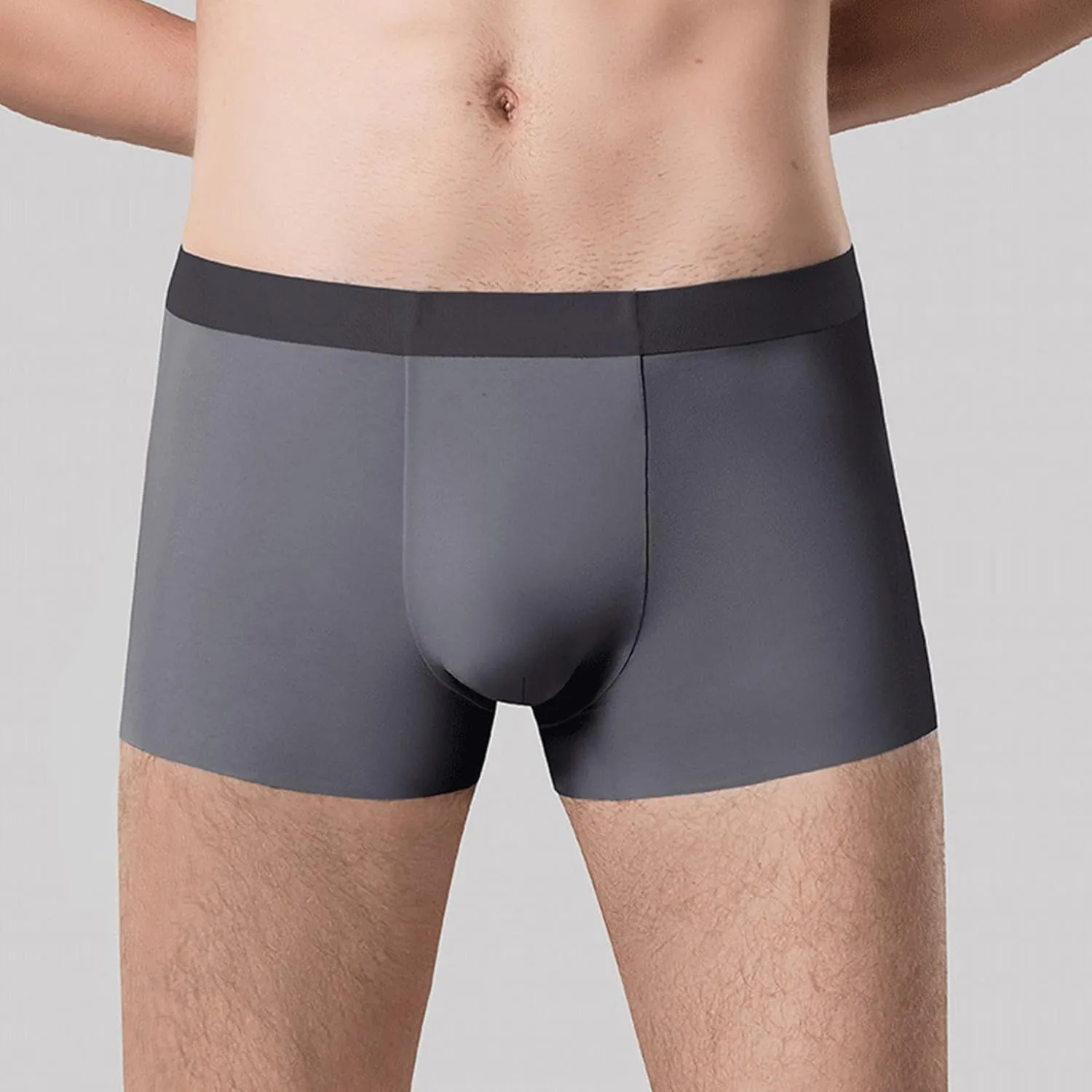 JEKE-DG Men's Ice Silk Boxer Briefs Traceless Sexy Breathable Underpants Soft Breathable Trunks Underwear